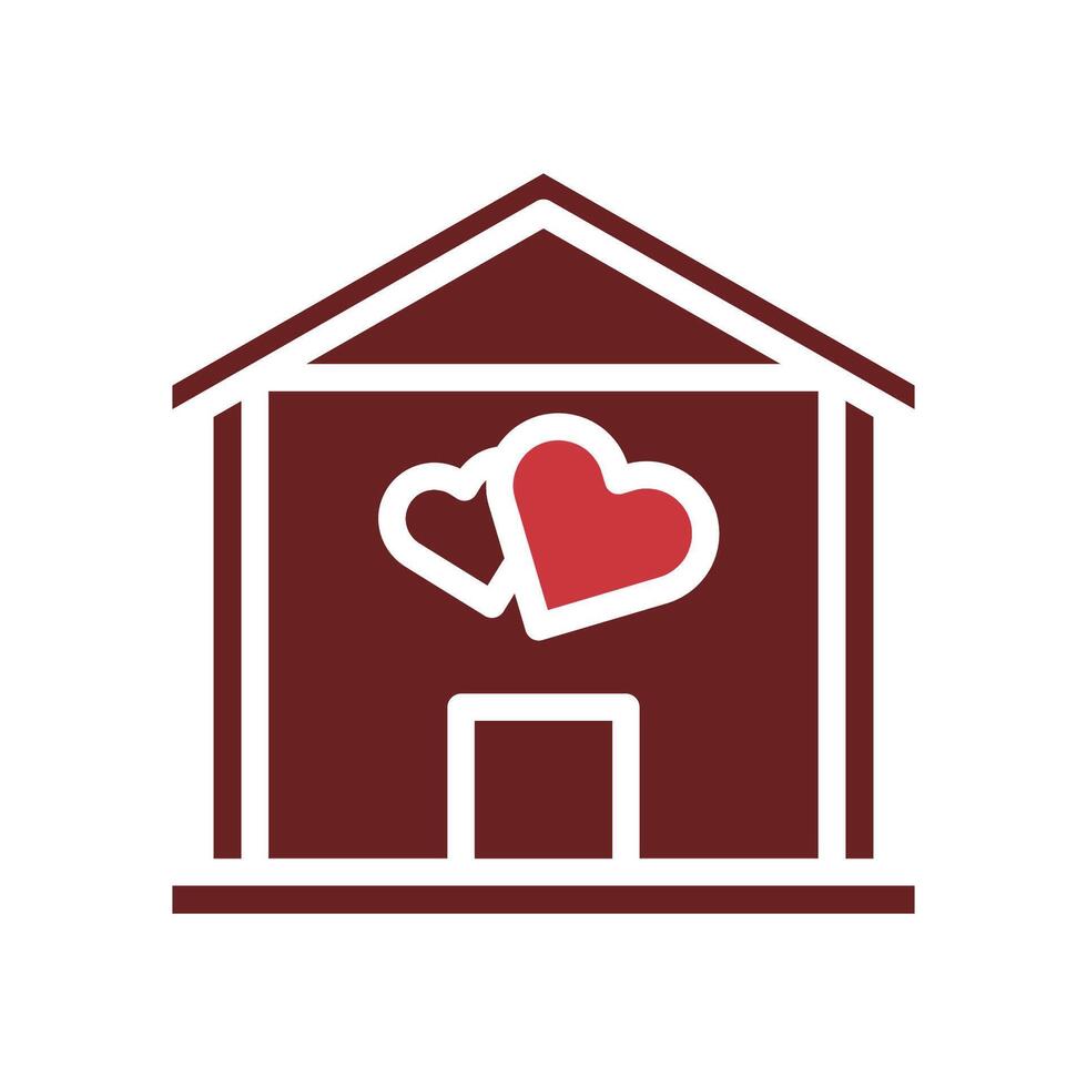 Haus Liebe Symbol solide braun rot Stil Valentinstag Illustration Symbol perfekt. vektor