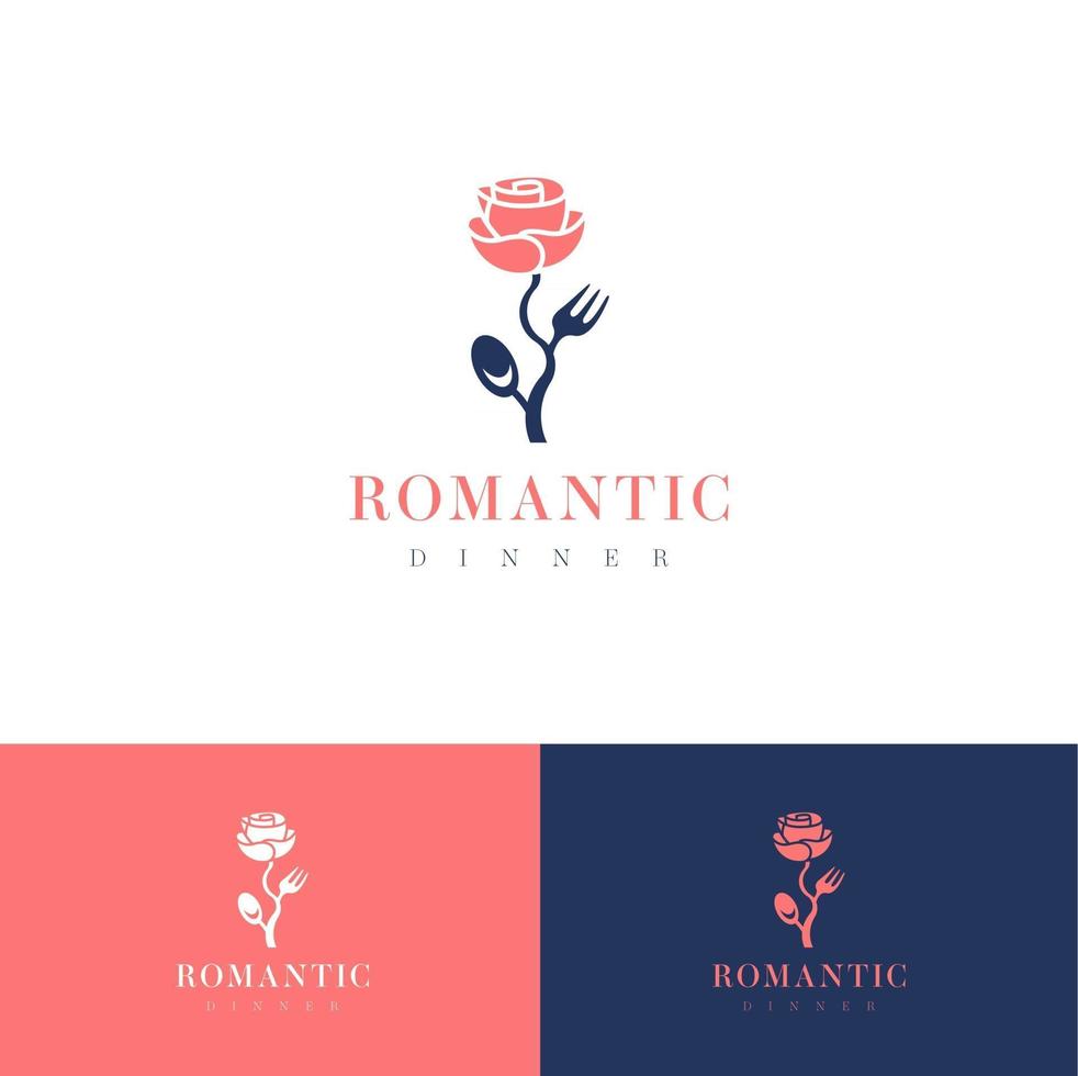 romantisches Abendessen Logo Icon Design Vektor Konzept