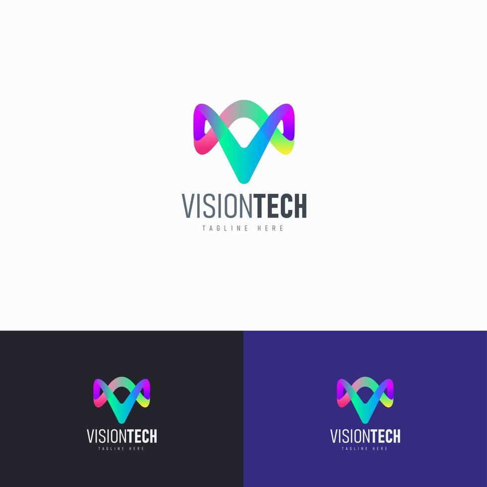 vision tech logotyp designkoncept vektor