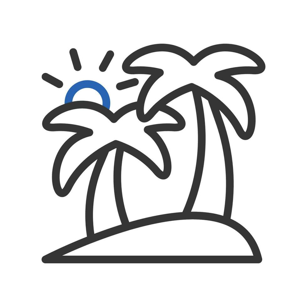 ö ikon duofärg blå grå sommar strand symbol illustration. vektor