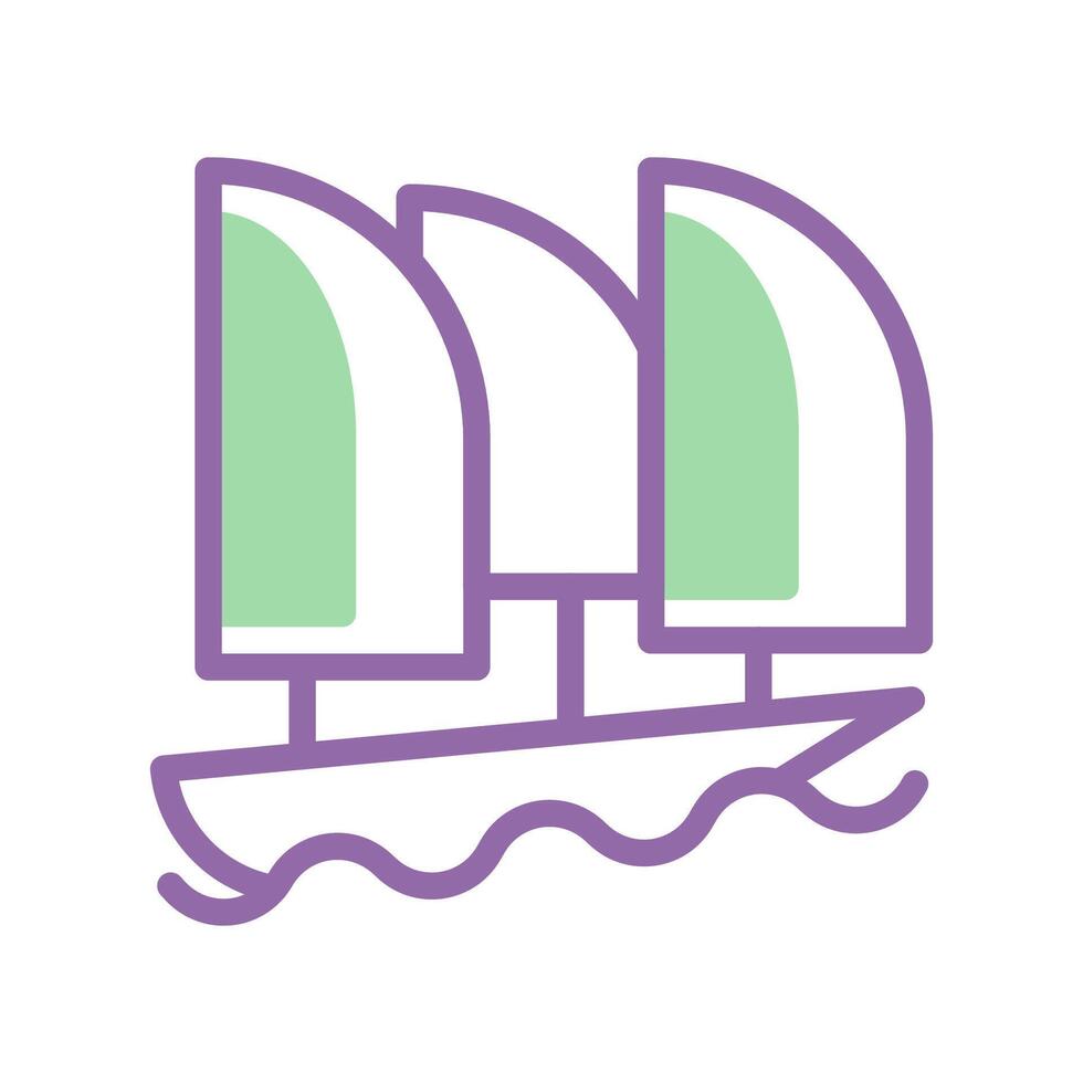 båt ikon duotone lila grön sommar strand symbol illustration vektor