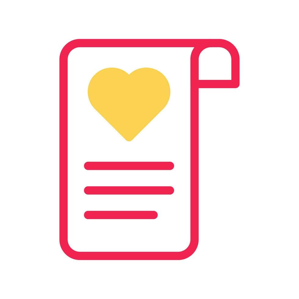 kärlek kort ikon duotone gul röd stil valentine illustration symbol perfekt. vektor