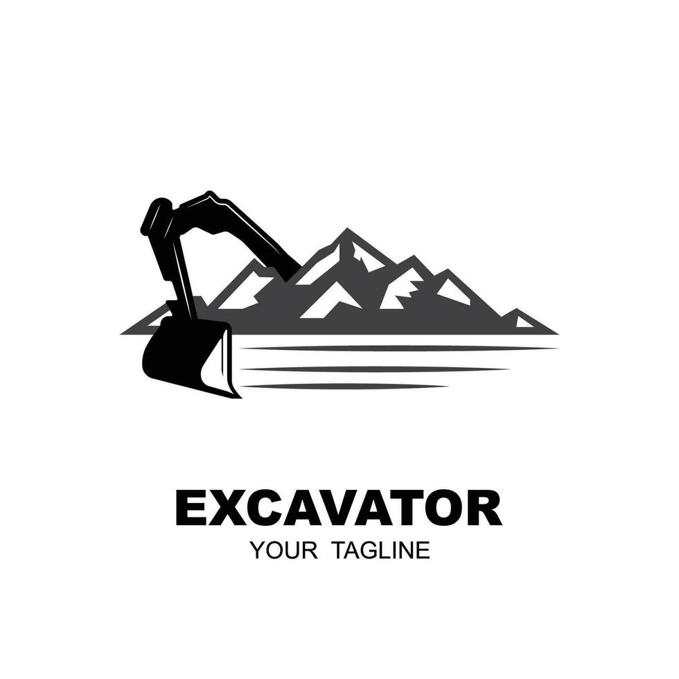 grävmaskin logotyp vektor ikon illustration design