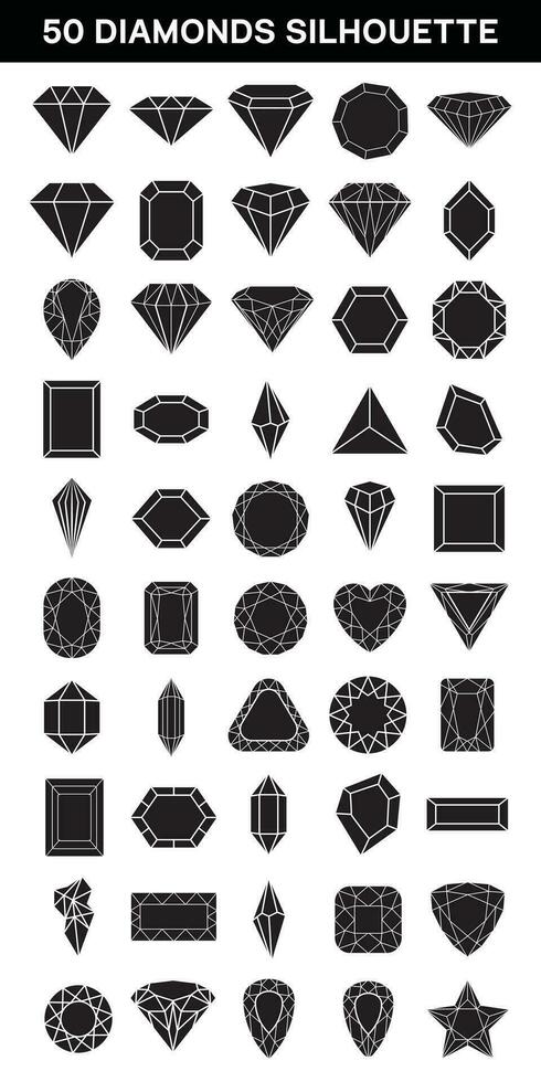 Sammlung von Diamanten Silhouette Vektor Kunst