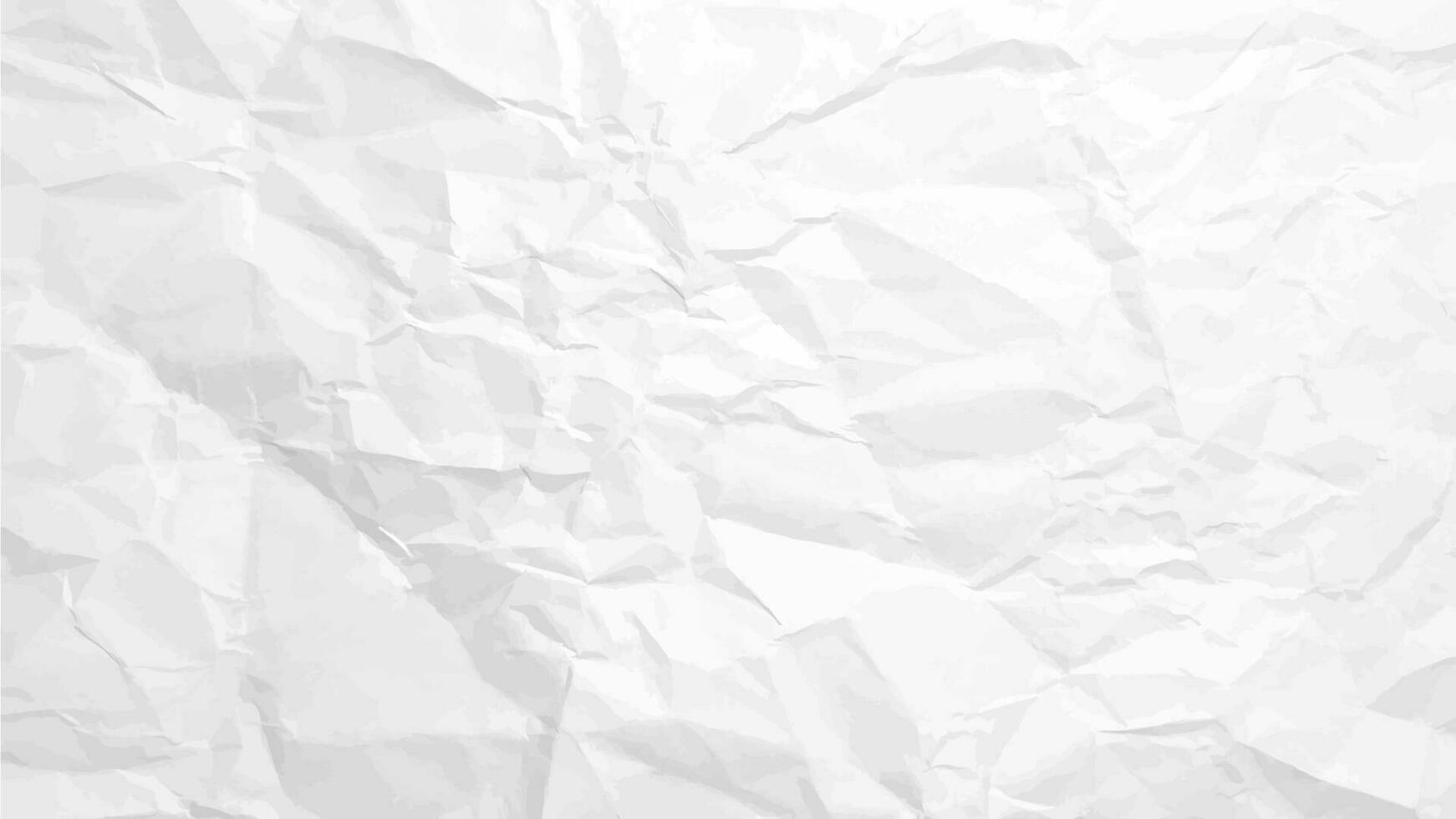 vit rena skrynkliga papper bakgrund. horisontell skrynkliga tömma papper mall för posters och banderoller. vektor illustration