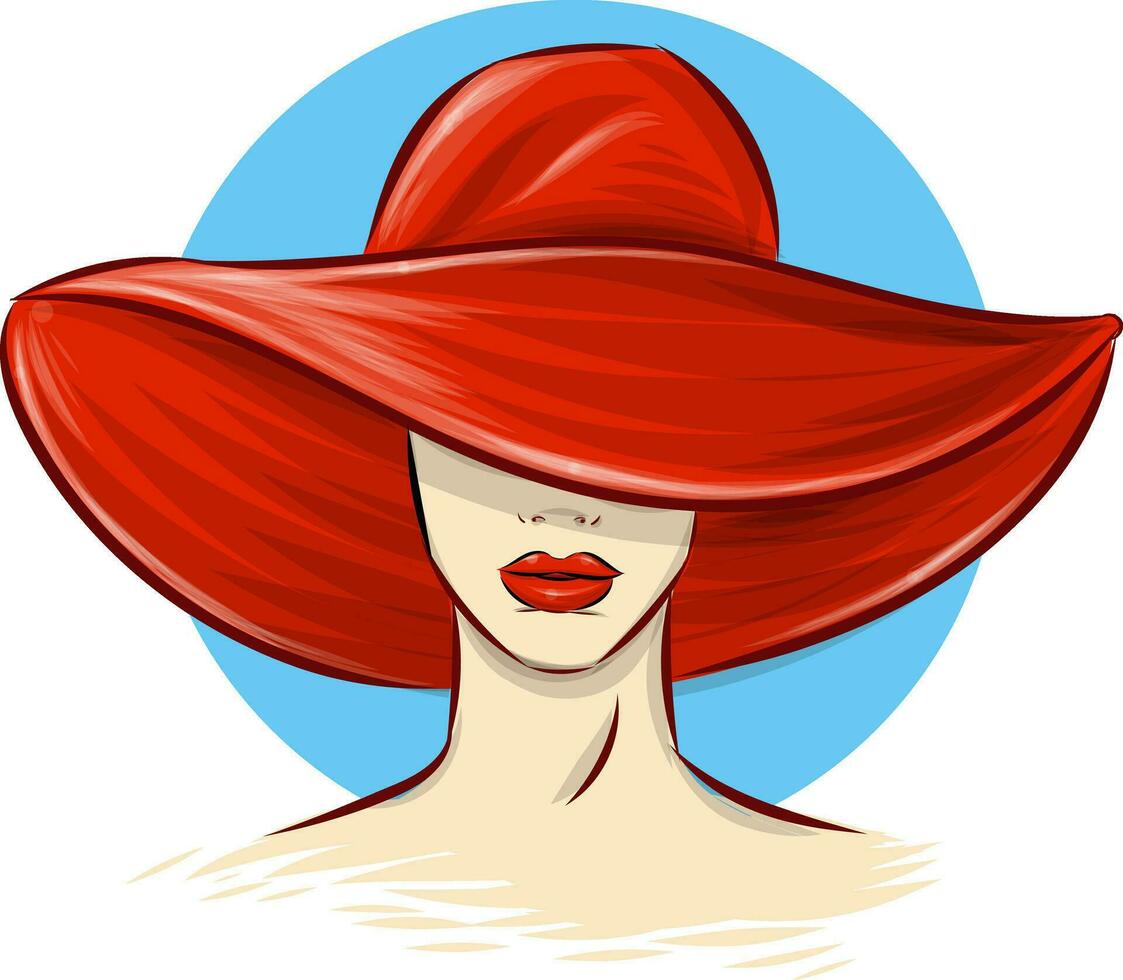 schön Frau mit rot Hut. Illustration vektor