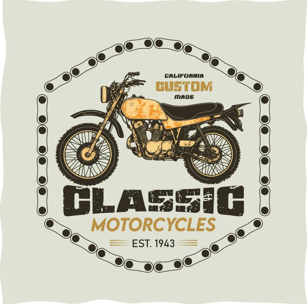 klassisk motorcykel och legendary åkare affisch och t skjorta design vektor