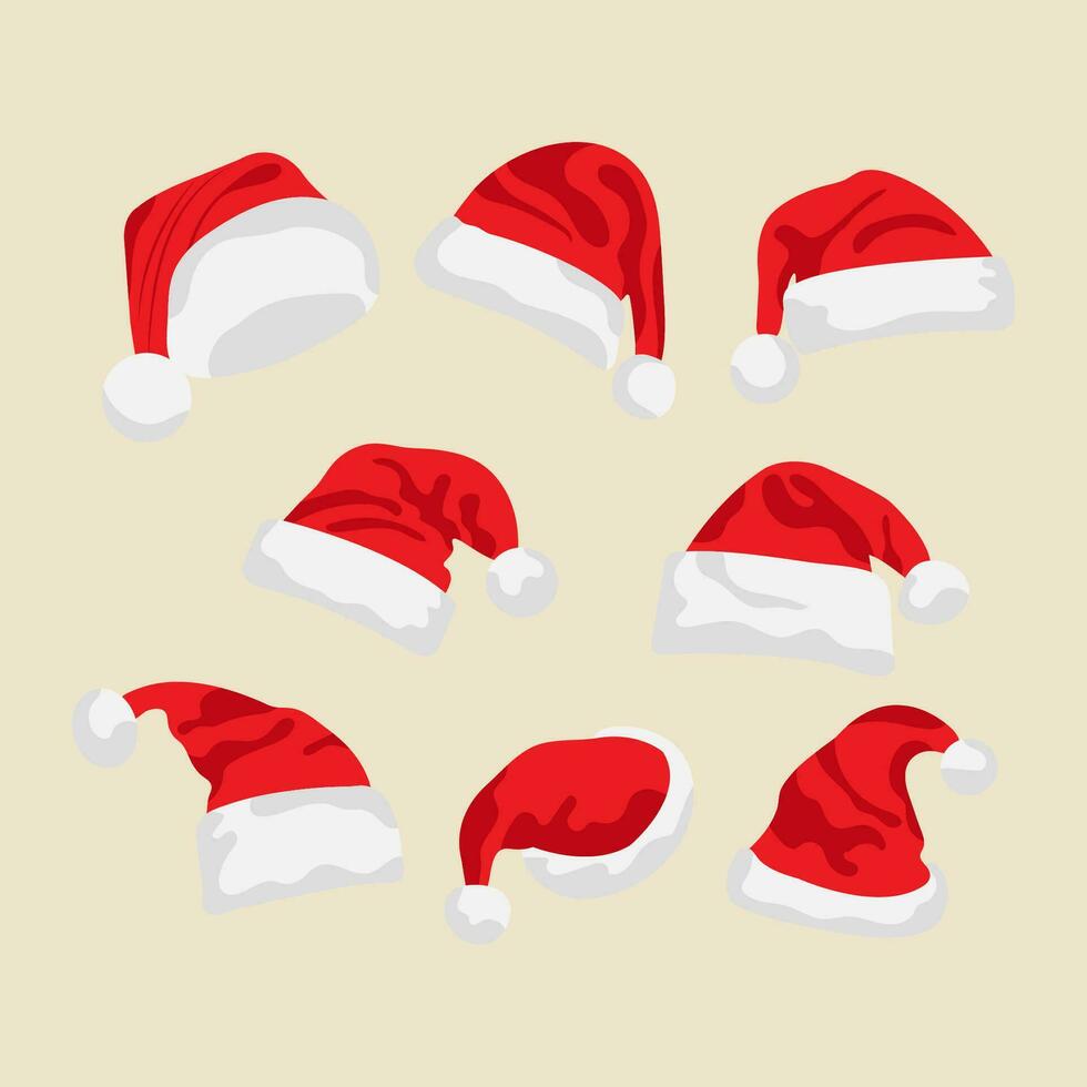 platt design vektor illustration av jul santa hatt samling
