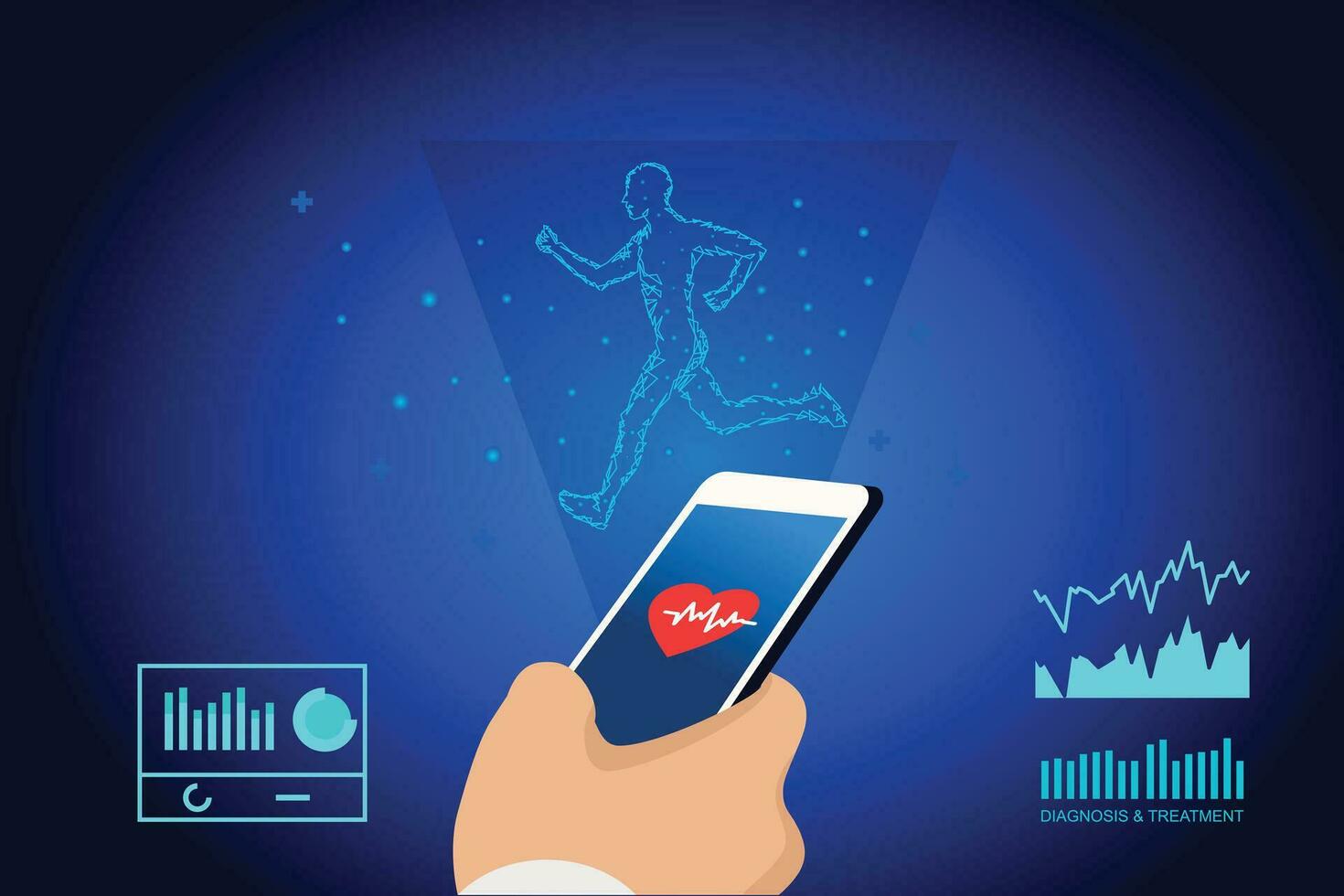 Fitness Tracker Gesundheit Pflege Gerät. Medizin App Geschäft Konzept. vektor