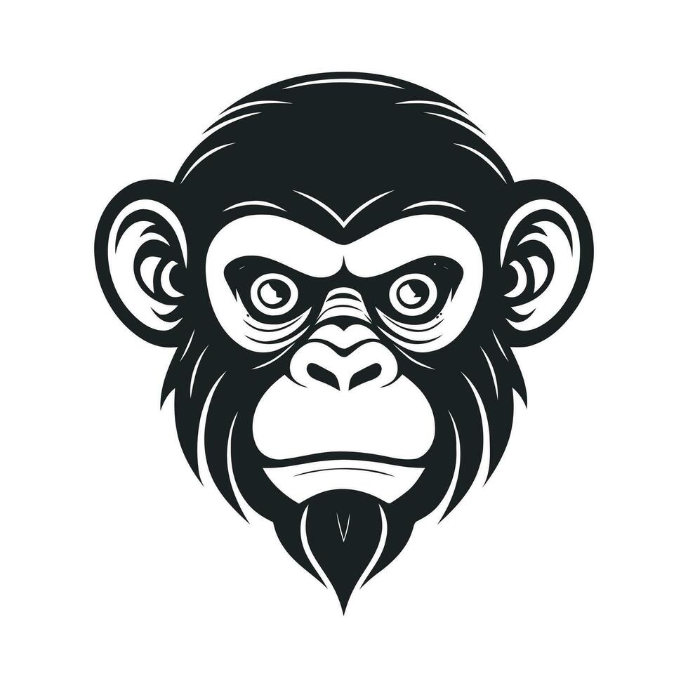 apa vektor logotyp enkel realistisk natur primat afrika gorilla marmoset schimpans konst teckning illustration vild djur-