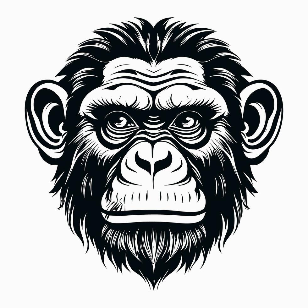 apa vektor logotyp enkel realistisk natur primat afrika gorilla marmoset schimpans konst teckning illustration vild djur-