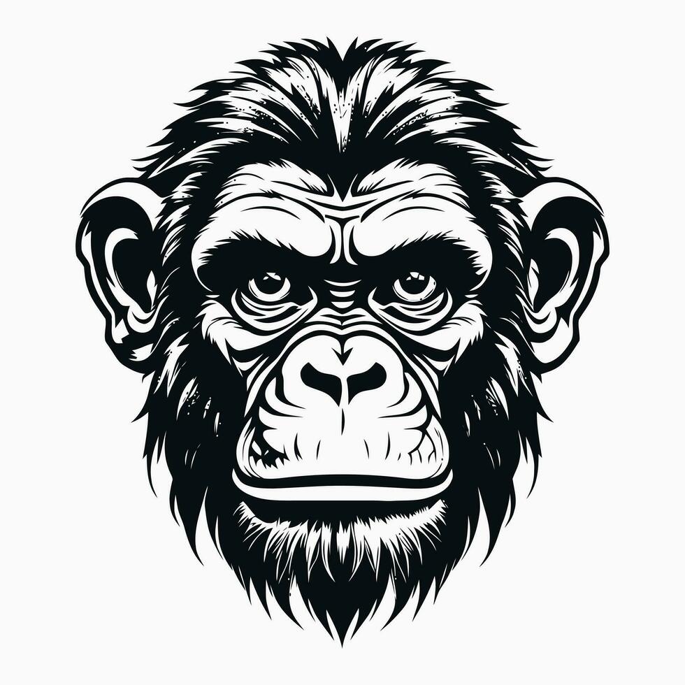 Affe Vektor Logo einfach realistisch Natur Primas Afrika Gorilla Krallenaffen Schimpanse Kunst Zeichnung Illustration wild Tier