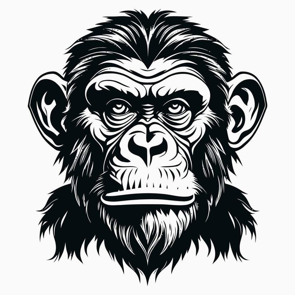 apa vektor logotyp enkel realistisk natur primat afrika gorilla marmoset schimpans konst teckning illustration vild djur-