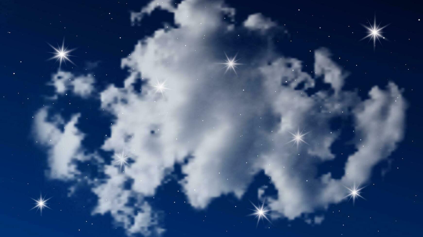 natt himmel med moln och många stjärnor. abstrakt natur bakgrund med stardust i djup universum. vektor illustration.
