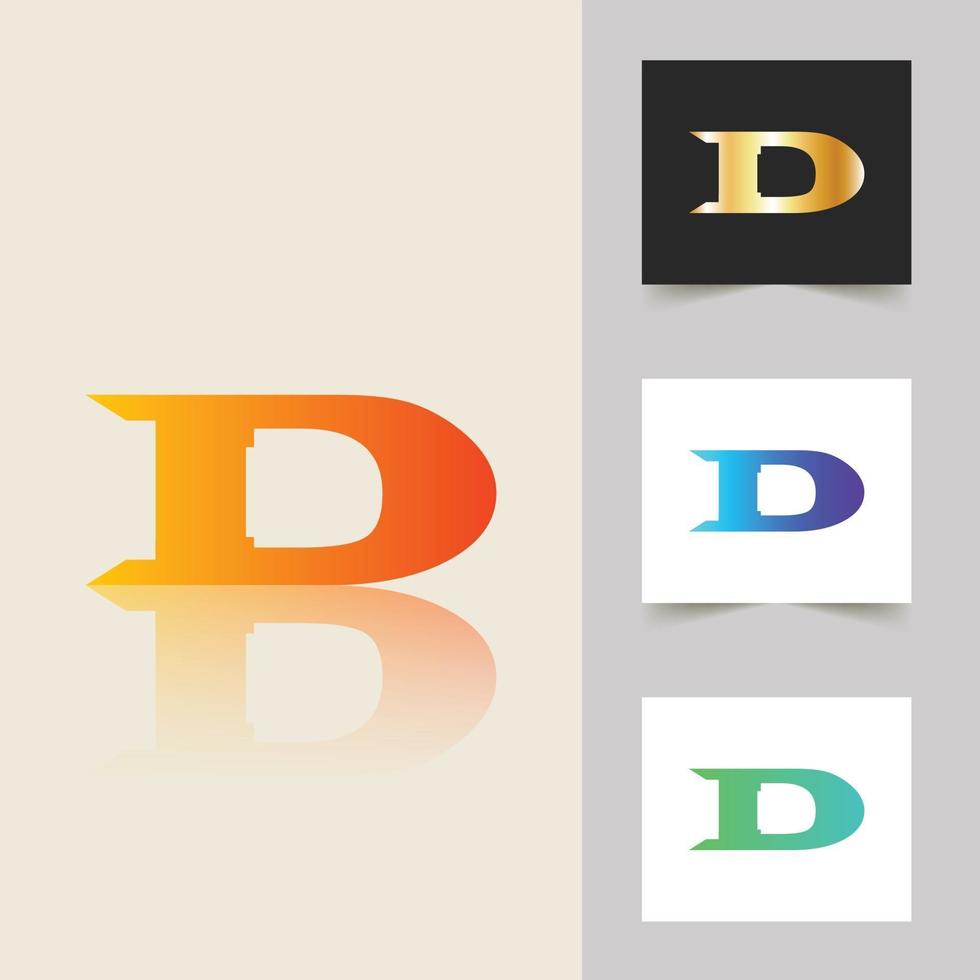 d brief logo professionelles abstraktes verlaufsdesign vektor