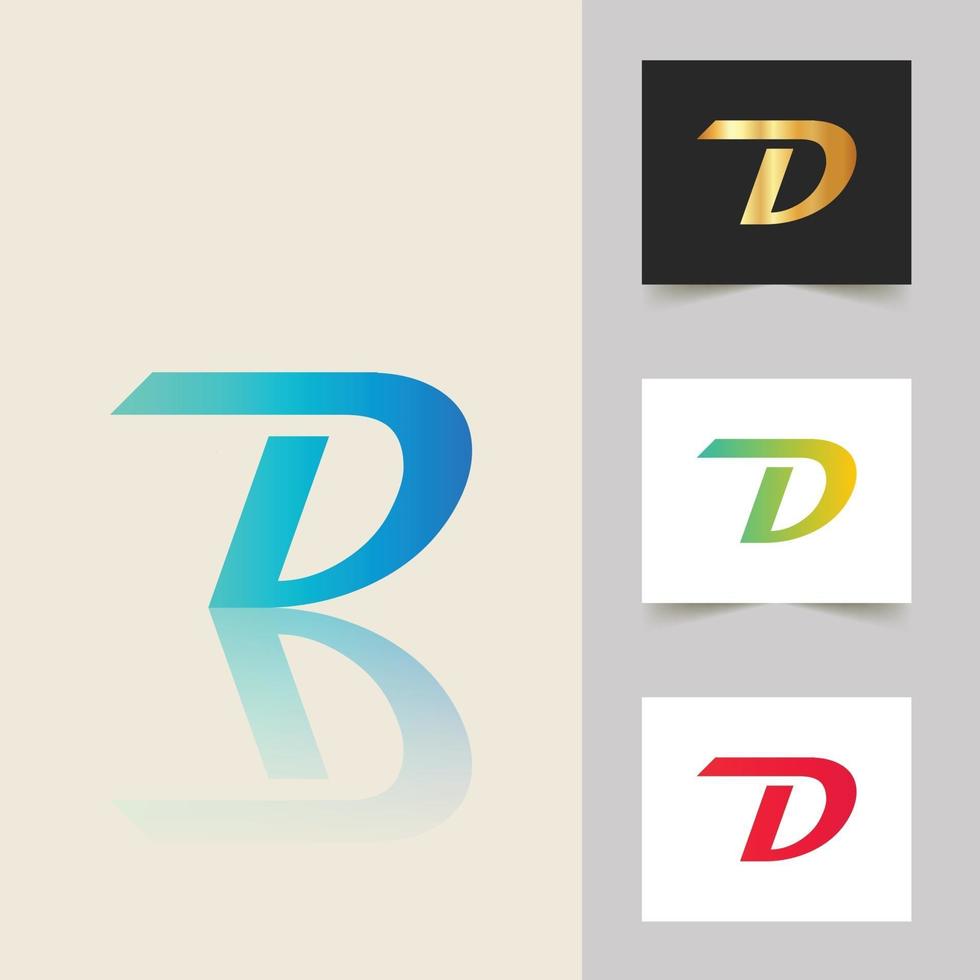 d brief logo professionelles abstraktes verlaufsdesign vektor