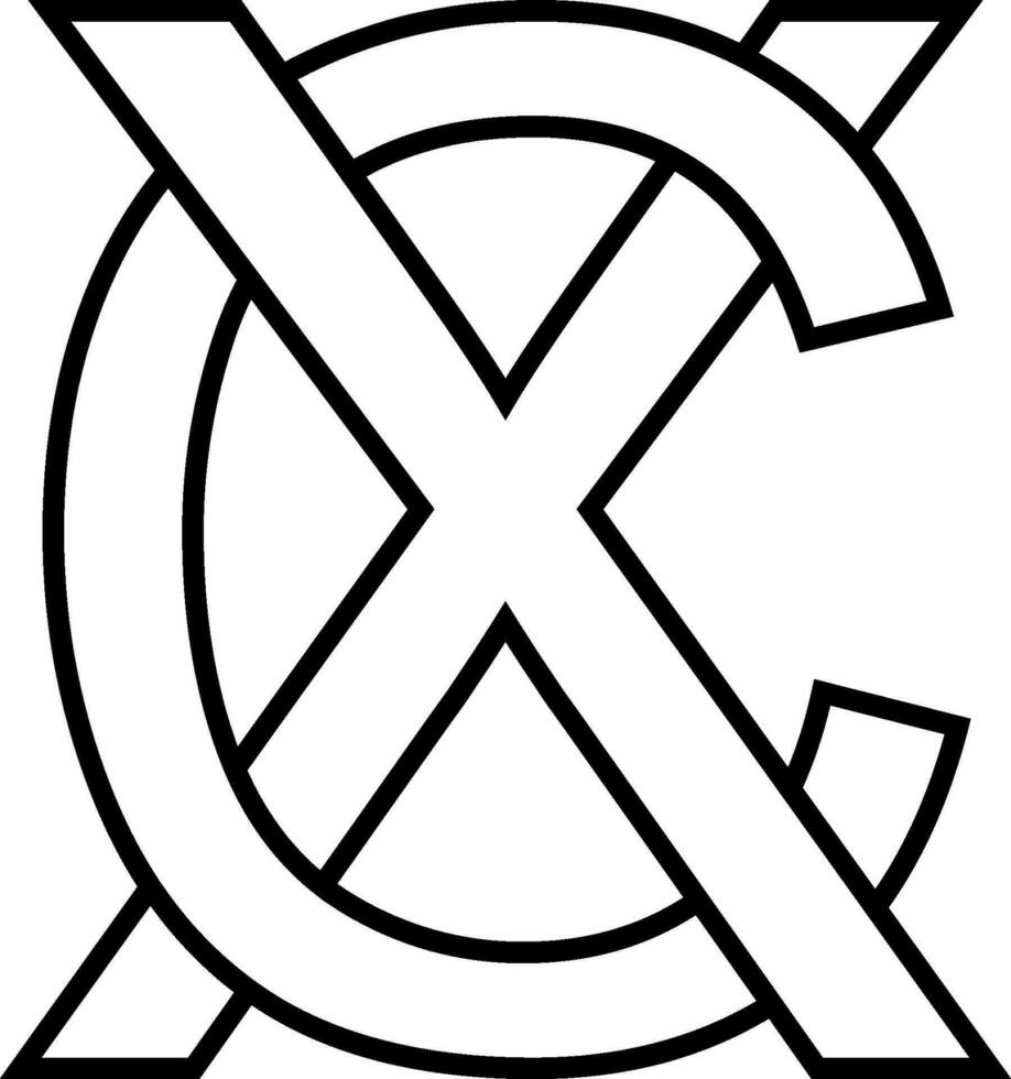 Logo Zeichen xc cx Symbol Zeichen interlaced Briefe c x vektor