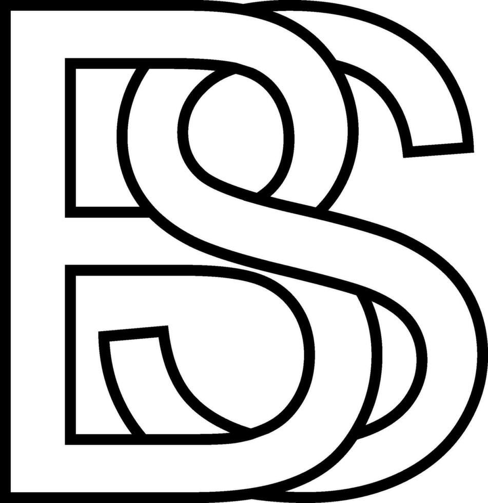 logotyp tecken bs, sb ikon tecken två interlaced brev b, s vektor