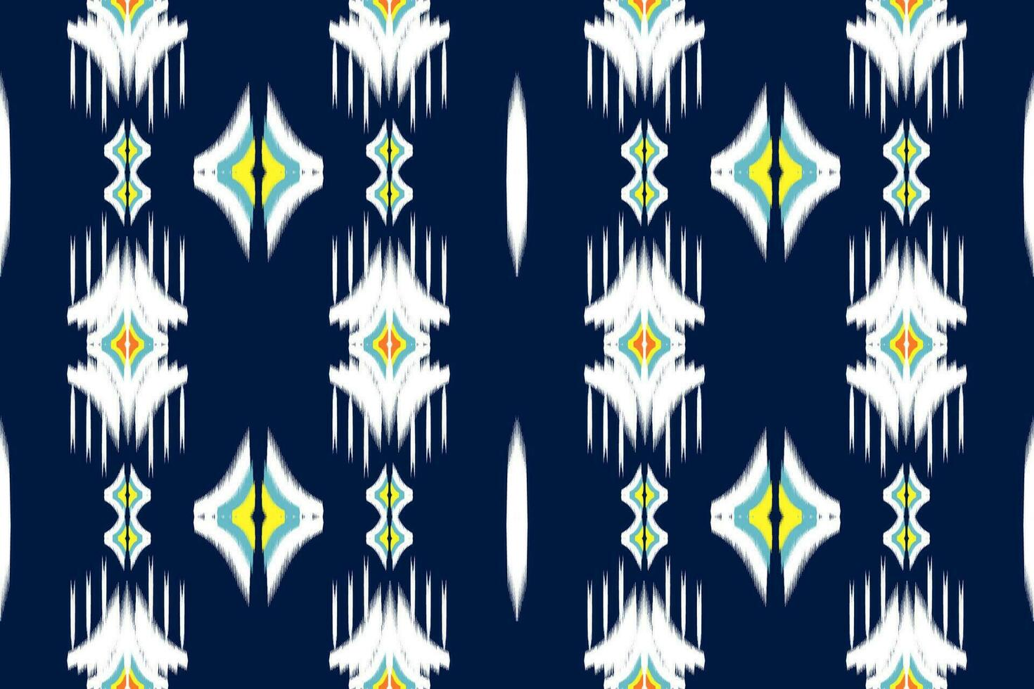 sömlös mönster av ikat paisley, traditionell sömlös mönster, mörk blå bakgrund, aztec stil, broderi, abstrakt, vektor, design illustration för textur, tyg, skriva ut. vektor