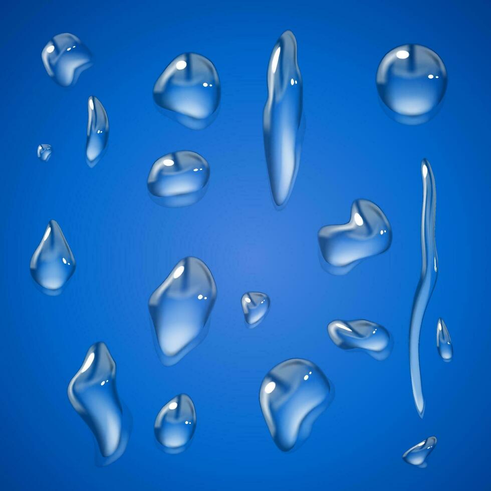 realistisch Wasser Tröpfchen, flüssig, Kondensat Vektor Illustration