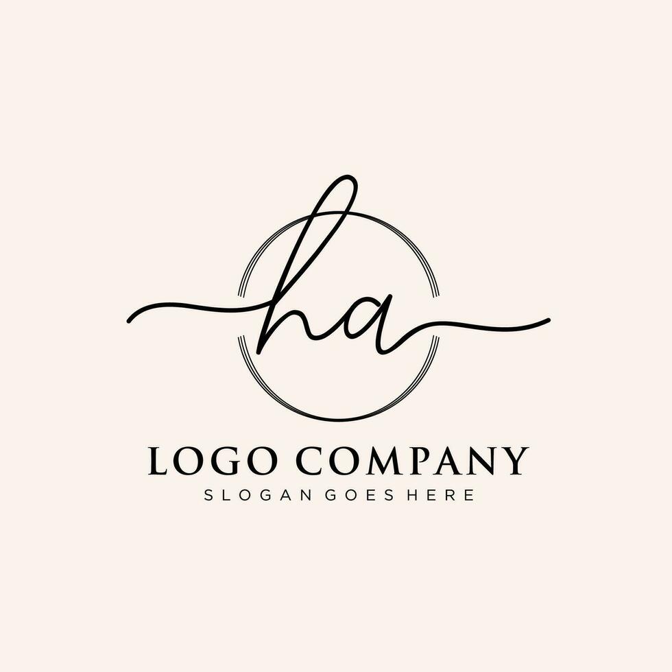 Initiale Ha feminin Logo Sammlungen Vorlage. Handschrift Logo von Initiale Unterschrift, Hochzeit, Mode, Schmuck, Boutique, Blumen- und botanisch mit kreativ Vorlage zum irgendein Unternehmen oder Geschäft. vektor