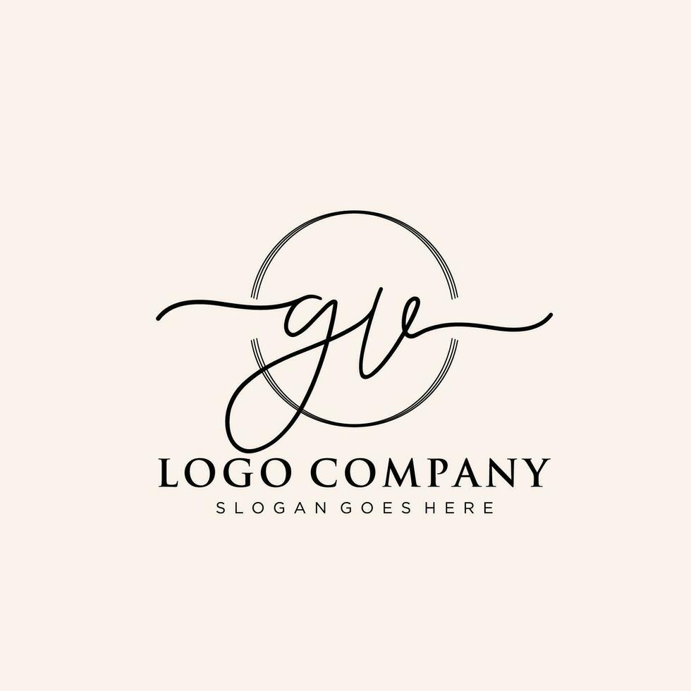 första gv feminin logotyp samlingar mall. handstil logotyp av första signatur, bröllop, mode, smycken, boutique, blommig och botanisk med kreativ mall för några företag eller företag. vektor