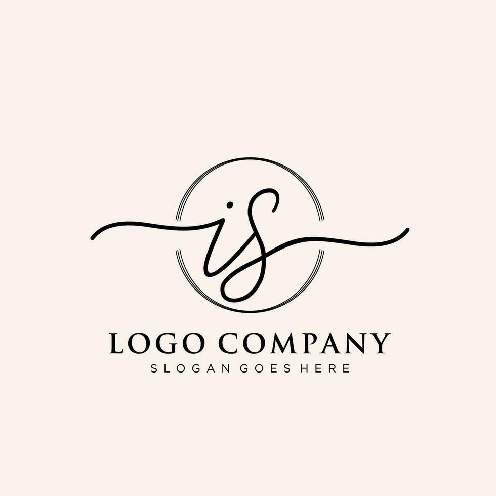 första är feminin logotyp samlingar mall. handstil logotyp av första signatur, bröllop, mode, smycken, boutique, blommig och botanisk med kreativ mall för några företag eller företag. vektor