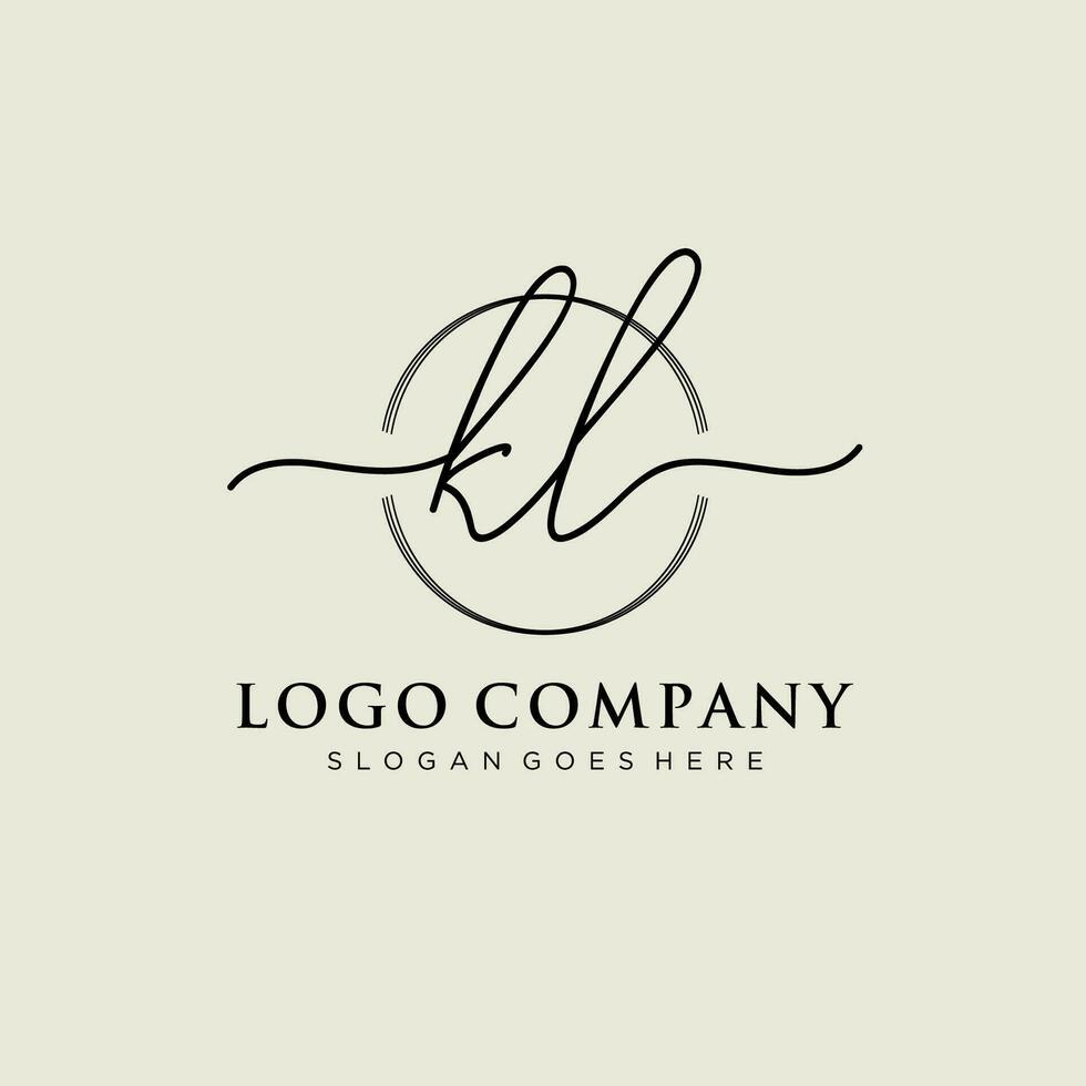 Initiale kl feminin Logo Sammlungen Vorlage. Handschrift Logo von Initiale Unterschrift, Hochzeit, Mode, Schmuck, Boutique, Blumen- und botanisch mit kreativ Vorlage zum irgendein Unternehmen oder Geschäft. vektor