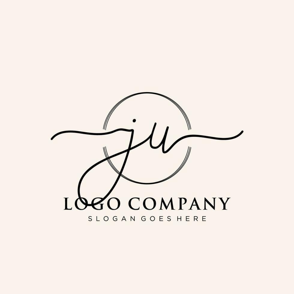 Initiale ju feminin Logo Sammlungen Vorlage. Handschrift Logo von Initiale Unterschrift, Hochzeit, Mode, Schmuck, Boutique, Blumen- und botanisch mit kreativ Vorlage zum irgendein Unternehmen oder Geschäft. vektor