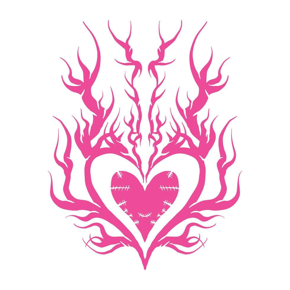 rosa hjärta stam- , Bra för grafisk design Resurser, utskrift på varor, affischer, broschyrer, tatuering konst och Mer. vektor