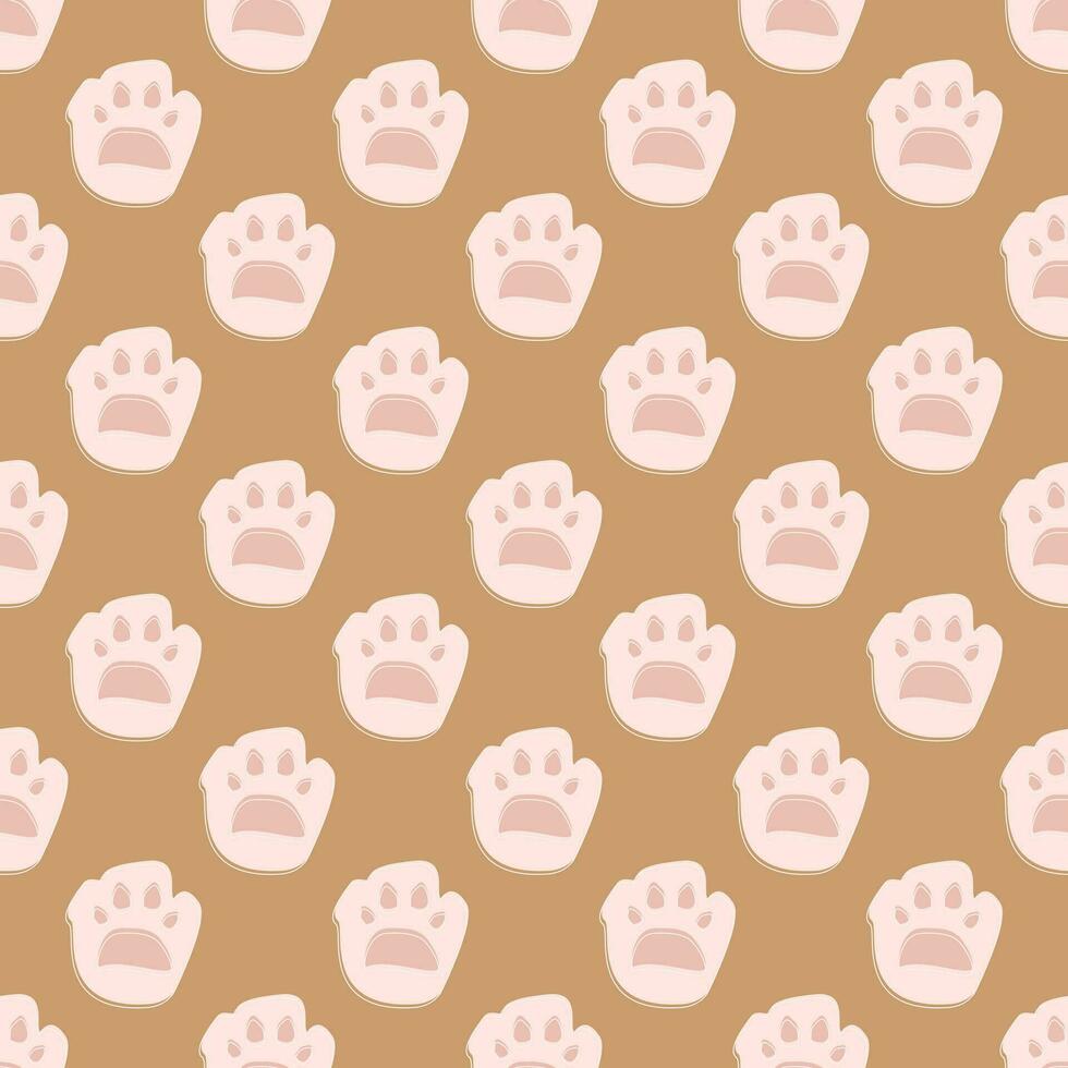 nahtlos geometrisch Muster mit Katze Pfote auf Rosa Hintergrund. Vektor drucken zum Stoff Hintergrund, Textil-