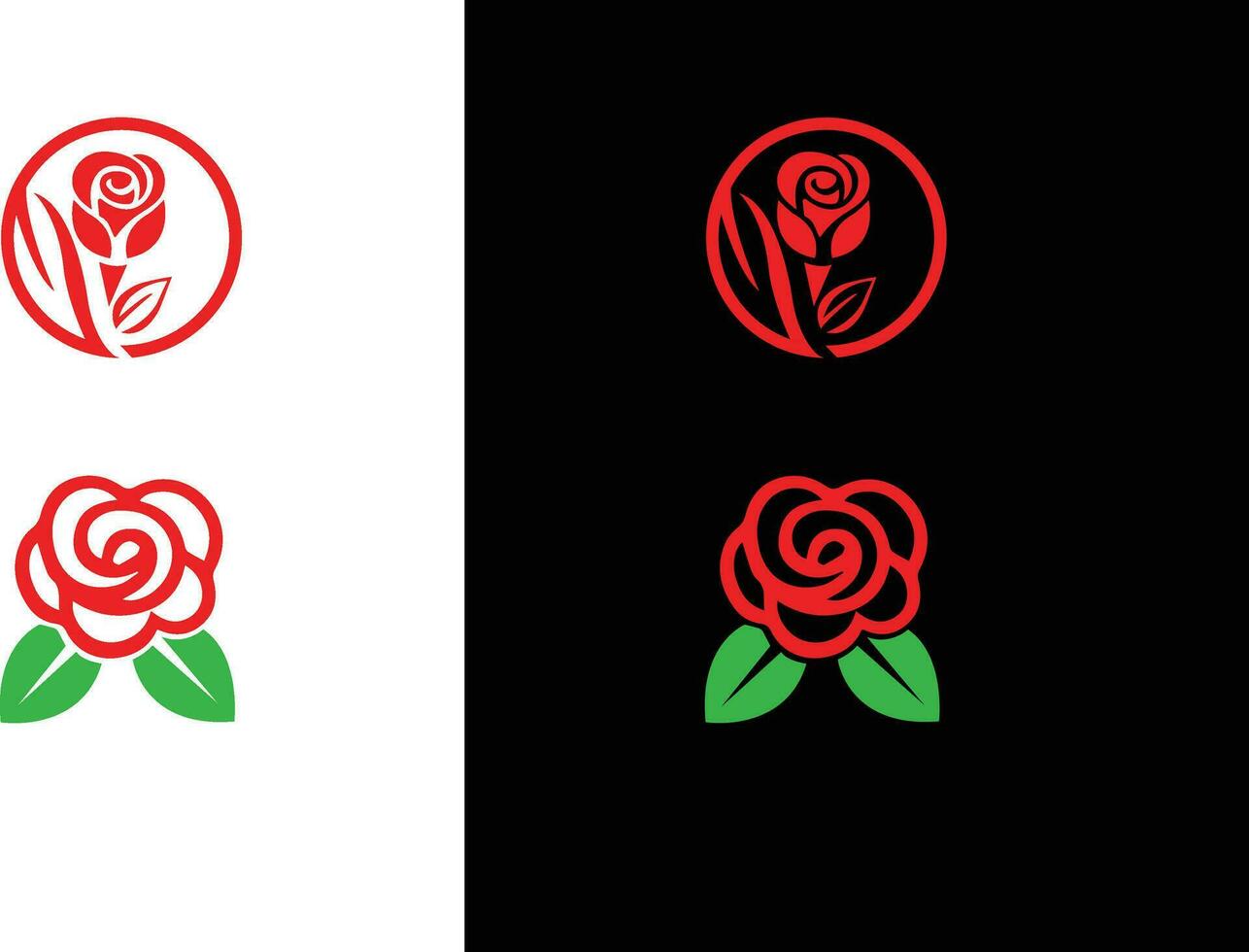 rot Rose Vektor Logo Design und Vektor Illustration kostenlos Vektor