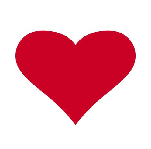Hjärta, Symbol för kärlek och Alla hjärtans dag. Plattor röd ikon isolerad på vit bakgrund. Vektor illustration. - Vektor