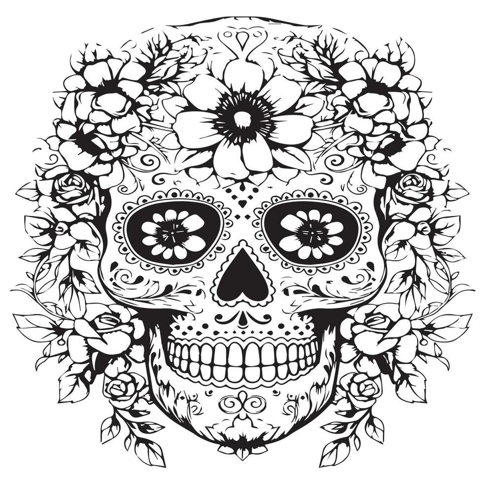 sugar skull målarbok vektor