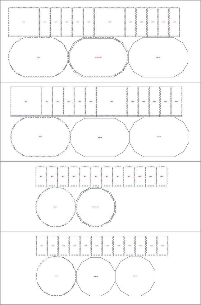 cnc. laser skärande vinklad lådor samling material tjocklek 3 mm Nej lim vektor illustration.