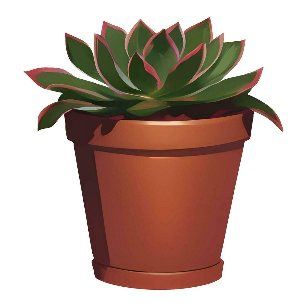 saftig i en växt pott isolerat detaljerad hand dragen målning illustration vektor