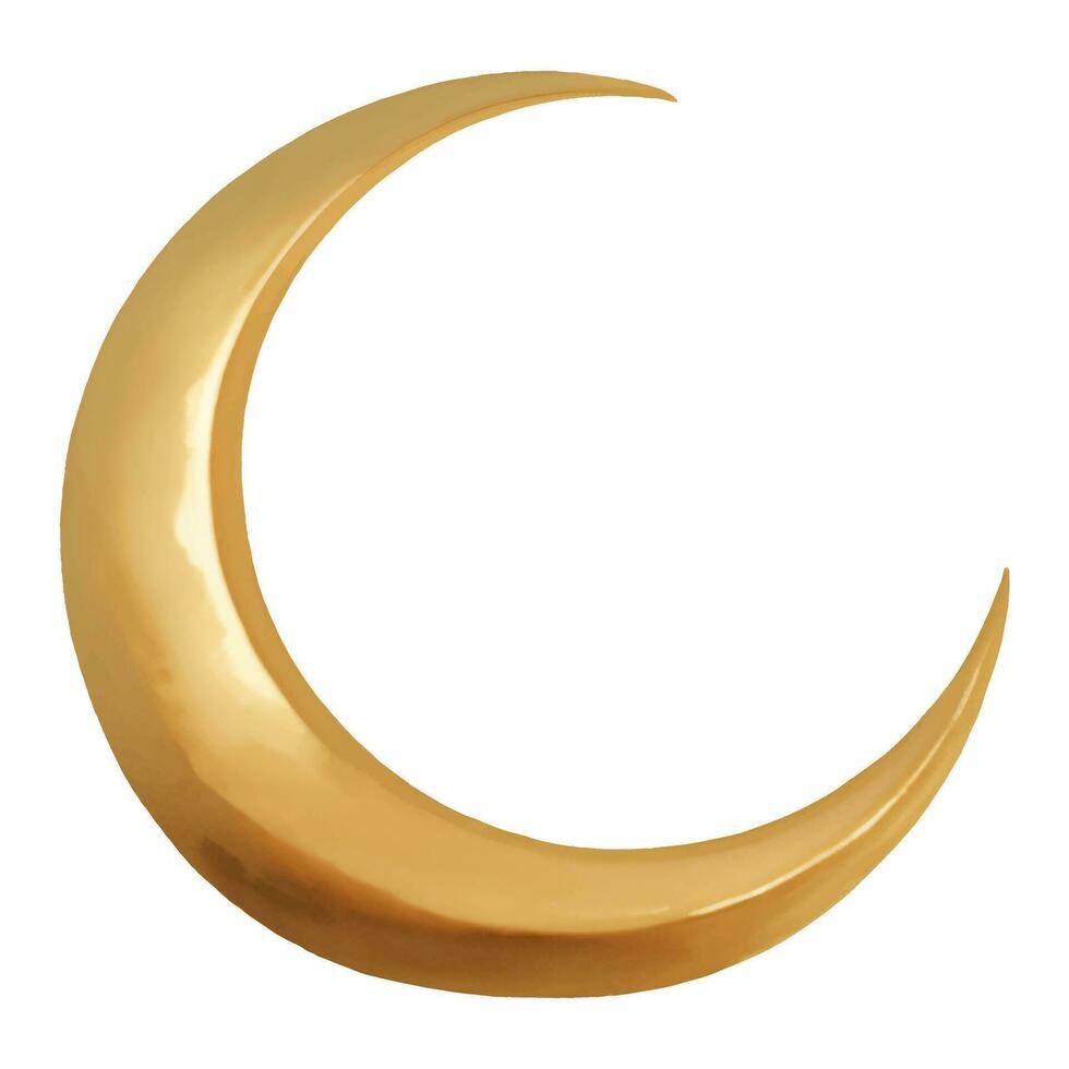 islamisch golden Halbmond Mond isoliert Hand gezeichnet Gemälde Illustration vektor