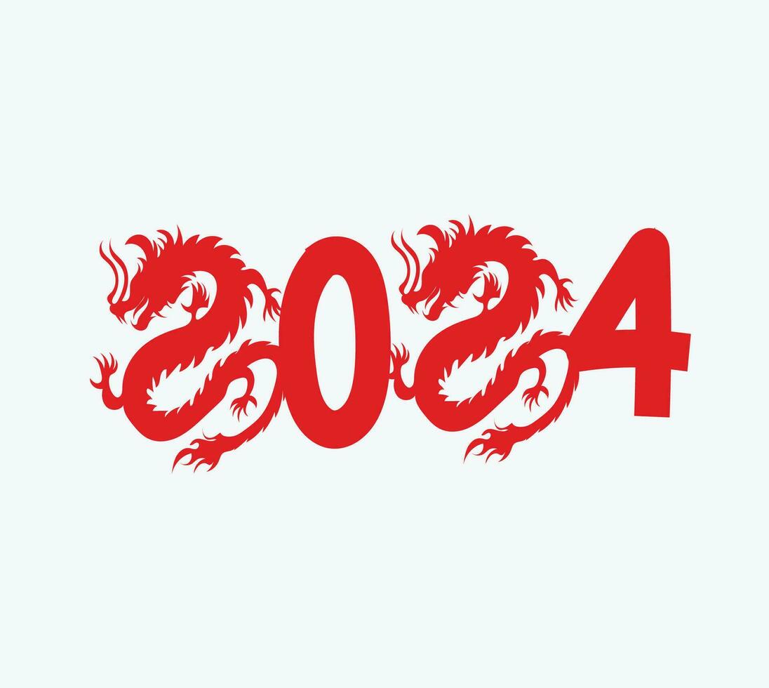 2024 Drachen glücklich Neu Jahr Vektor