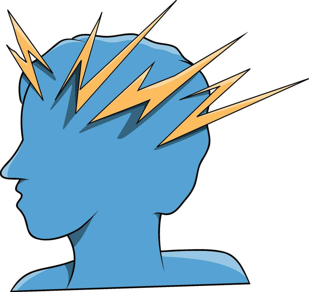 en mänsklig huvud med elektrisk signaler teckning vektor