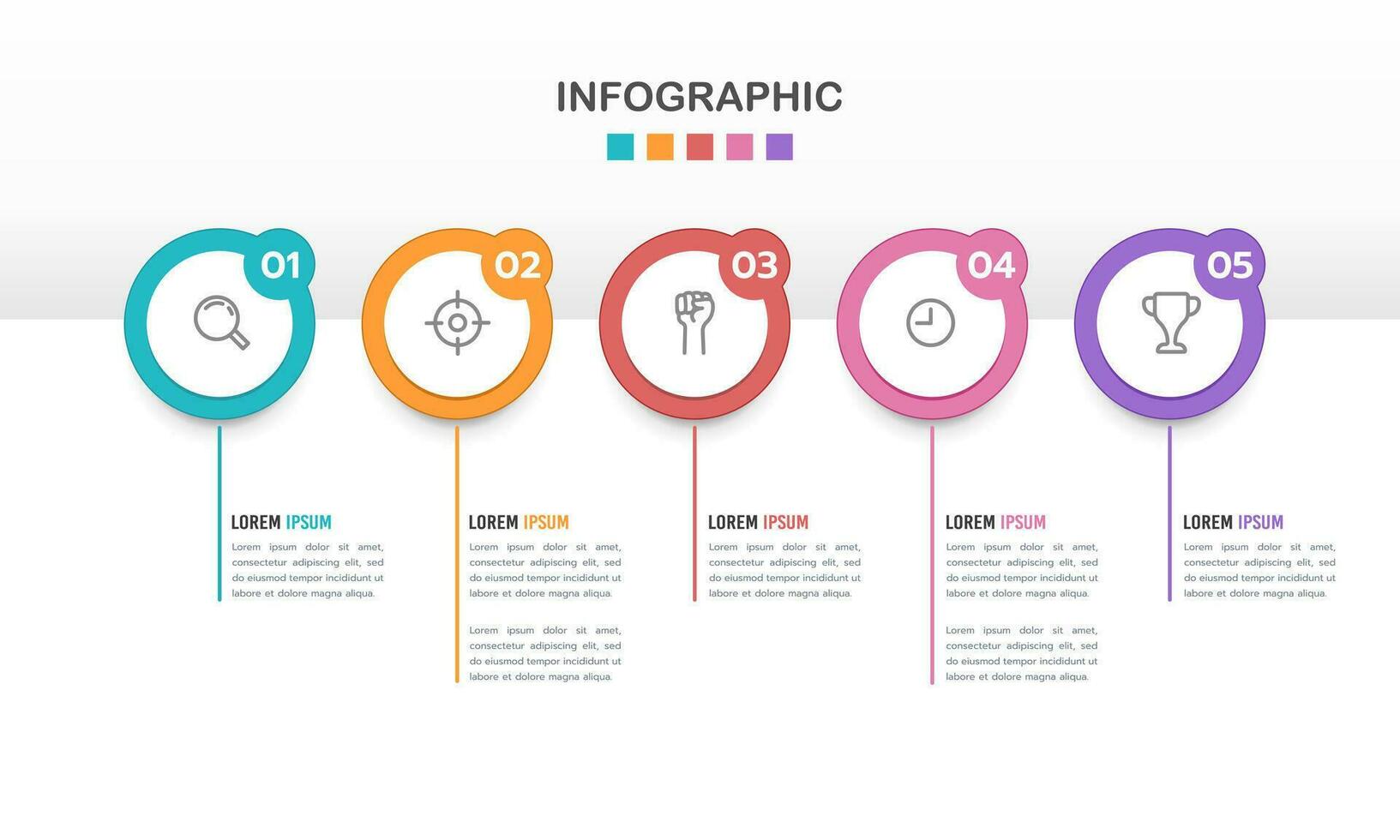 5 bearbeta infographic tidslinje företag projekt. företag presentation. vektor illustration.