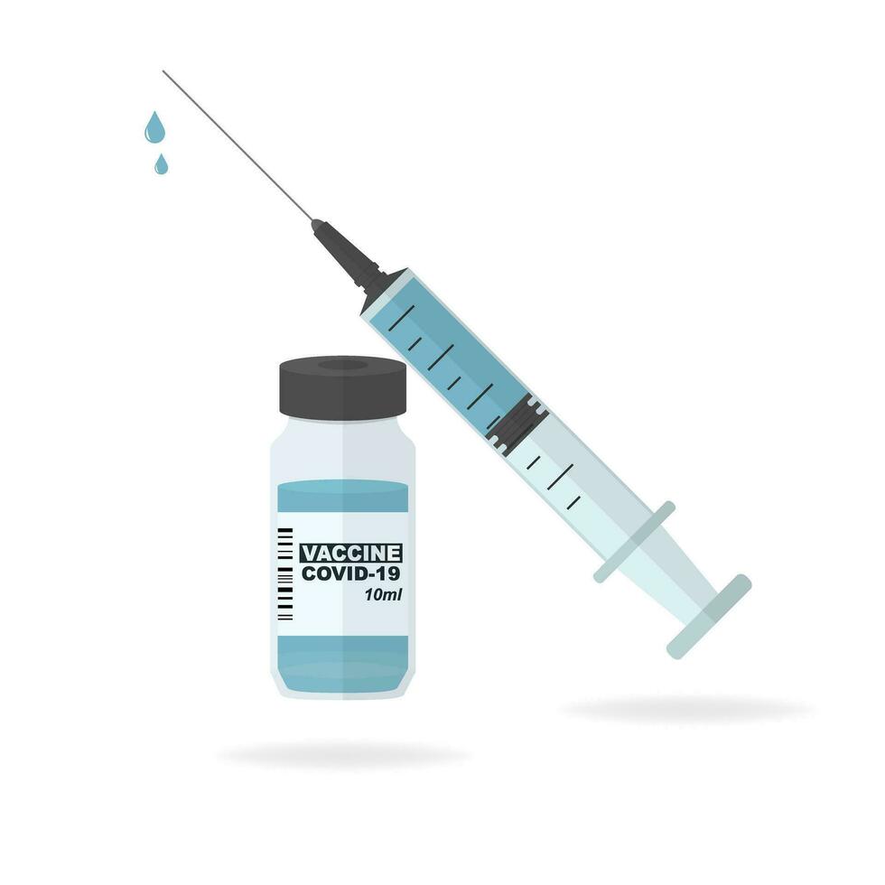 Impfstoff Flasche und Spritze Symbol. Coronavirus, covid-19 Impfstoff Konzept vektor