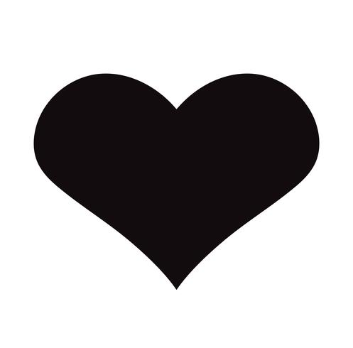 Flat Black Heart Icon Isolerad på vit bakgrund. Vektor illustration.