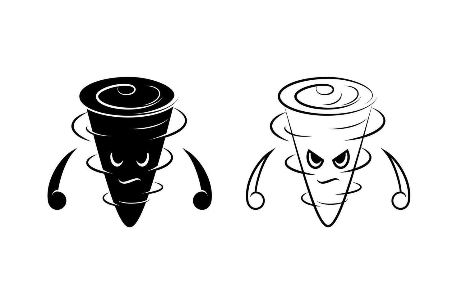 svart och vit illustration av arg orkan. linje konst, silhuett, enkel och skiss begrepp. Begagnade för maskot, logotyp, symbol, tecken, skriva ut, teckning bok, eller färg vektor
