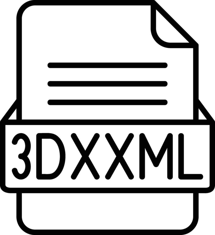 3dxxml fil formatera linje ikon vektor