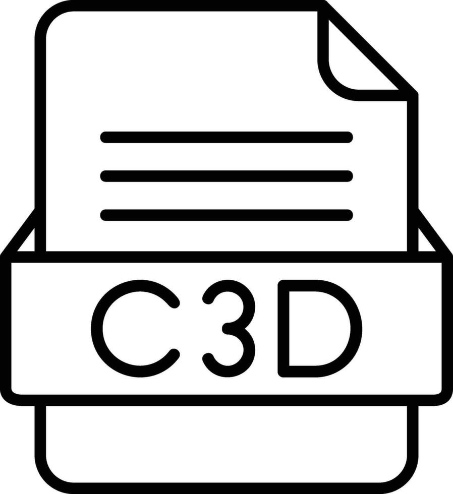 c3d fil formatera linje ikon vektor