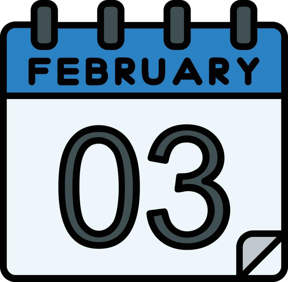 3 februari fylld ikon vektor
