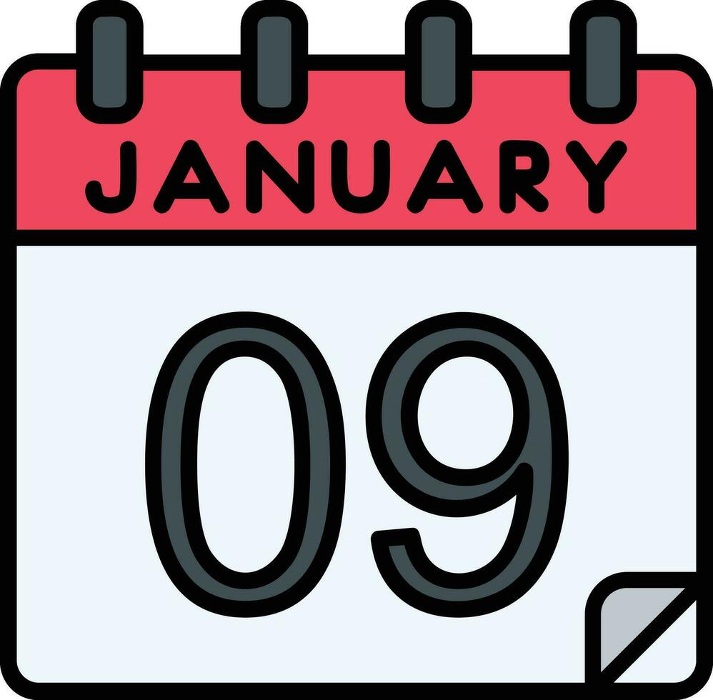 9 Januar Linie Symbol vektor