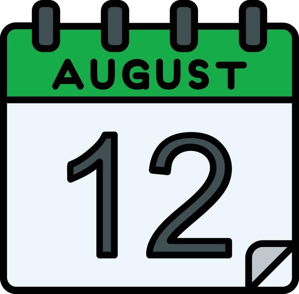 12 augusti fylld ikon vektor