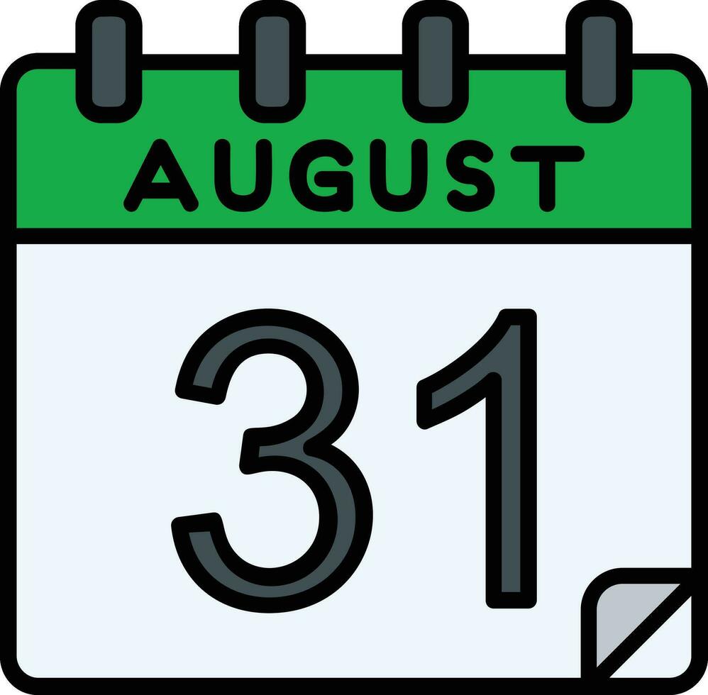 31 augusti fylld ikon vektor