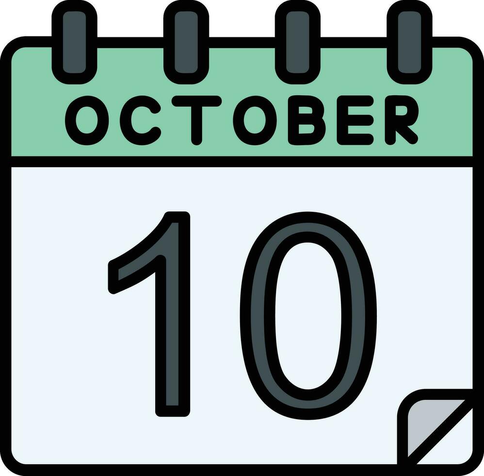 10 oktober fylld ikon vektor
